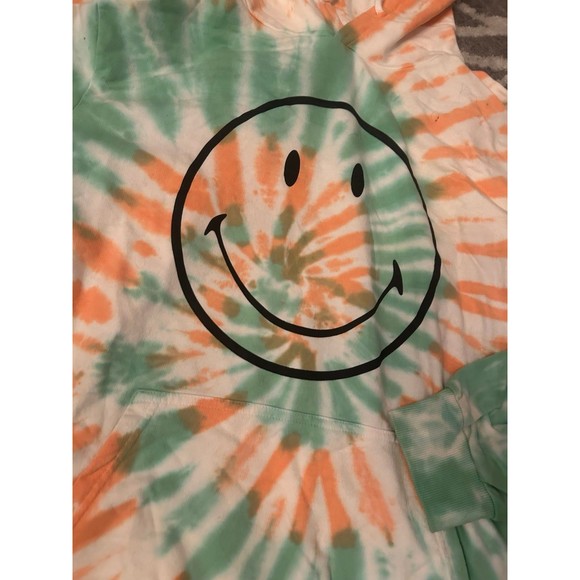 Green and Orange Tie Dye Smiley Life is a Joke Hoodie - Picture 3 of 4